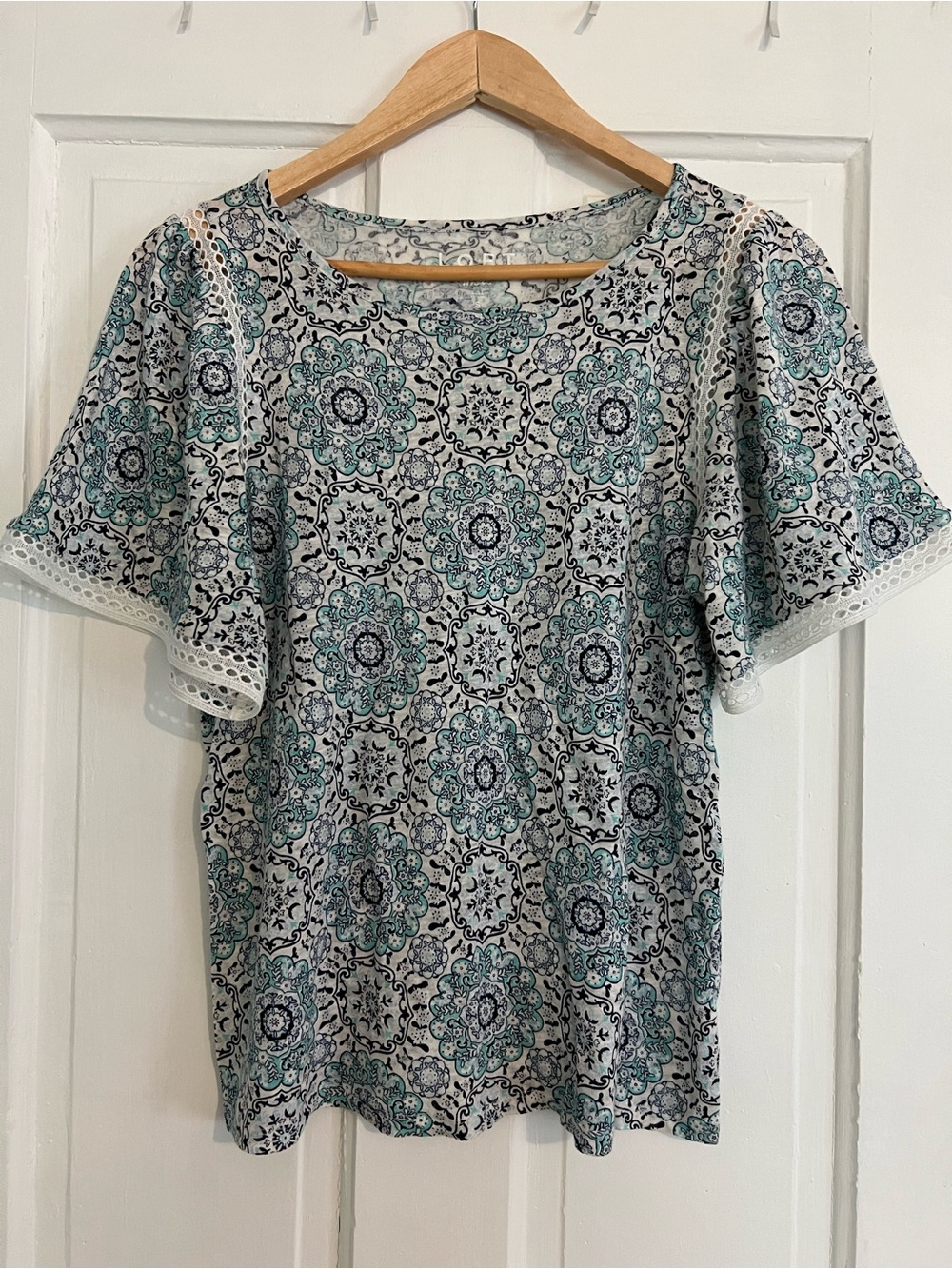 Loft 100% Linen Short Sleeve Blouse Boho Cottagecore Women’s Size Small